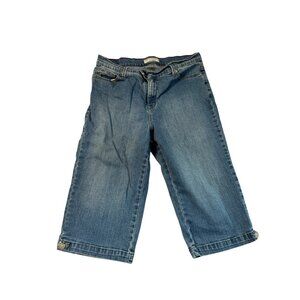 Levis 548  perfectly slimming crop  Womens Denim Jeans Button Hem 18W stretch